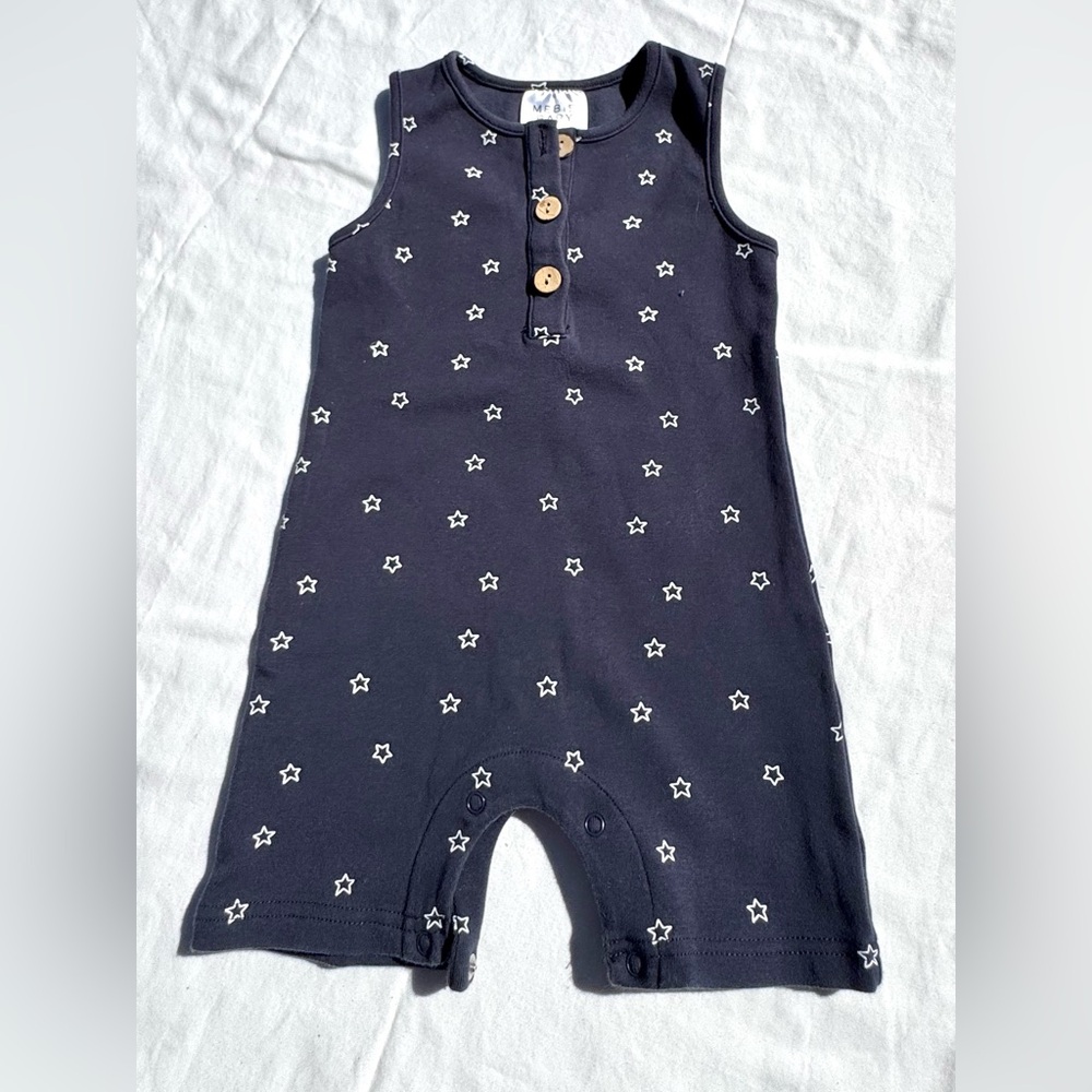 NWOT Navy Mebie Baby Star Print Romper size 2t